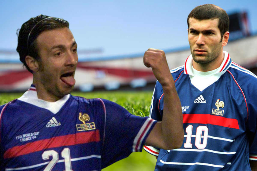 Christophe Dugarry et Zinedine Zidane avec les Bleus.
